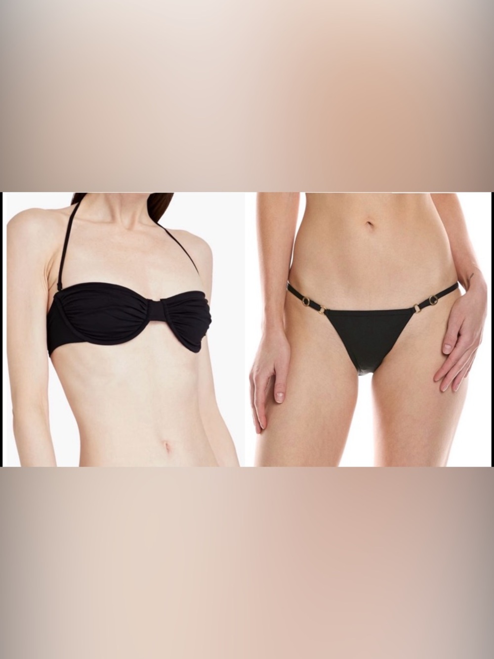 Melissa Odabash Bikini Top & Bottom Black Size IT 46 (US Size 10) NWT